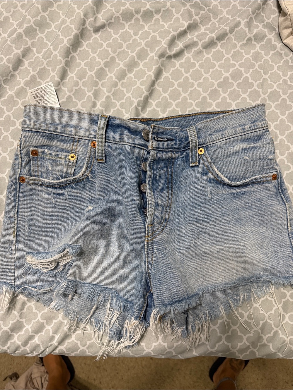 Levi's 501  Light Blue Distressed Denim Cutoff Shorts